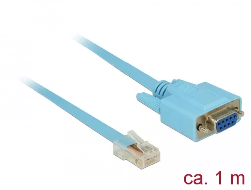 Delock RS-232 DB9 típusú adapter anya > 1 x RS-232 RJ45 soros apa 1 m (DL-63341)