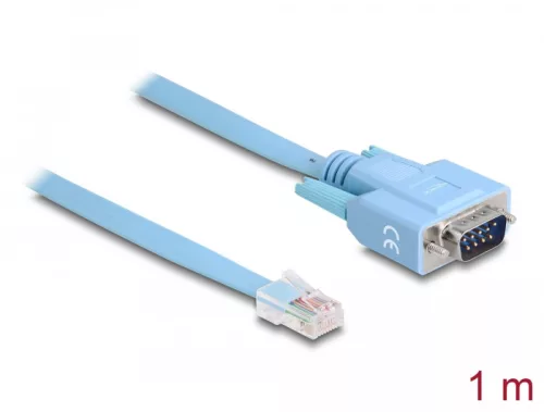 Delock RS-232 DB9 típusú adapter apa - 1 x RS-232 RJ45 soros apa 1 m (DL-63353)