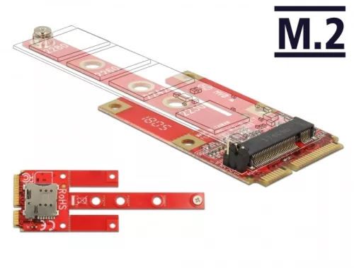 Delock Mini PCIe Átalakító > M.2 Kulcs B rés + Micro SIM rés (DL-63384)