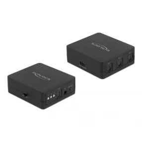   Delock S/PDIF TOSLINK kapcsoló 3 bemenettel és 1 kimenettel infrasugaras távkapcsolóval és USB Tápellátással (DL-63395)