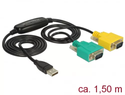 Delock Adapter, USB 2.0 A-típusú > 2 db soros DB9 RS-232 (DL-63466)