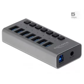   Delock Külső SuperSpeed USB hub 7 bemenettel és kapcsolóval (DL-63669)