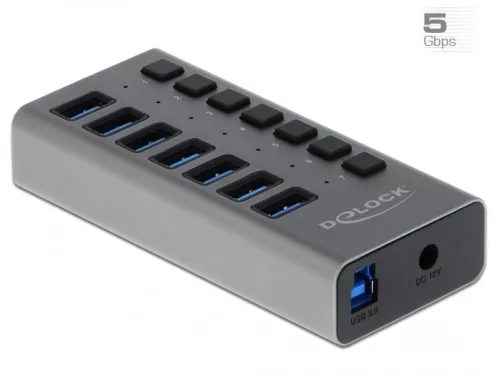 Delock Külső SuperSpeed USB hub 7 bemenettel és kapcsolóval (DL-63669)