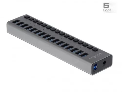 Delock Külső SuperSpeed USB hub 16 bemenettel és kapcsolóval (DL-63739)