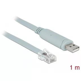   Delock Adapter USB 2.0 A-típusú apa > 1 x soros RS-232 RJ45 apa 1,0 m szürke (DL-63911)