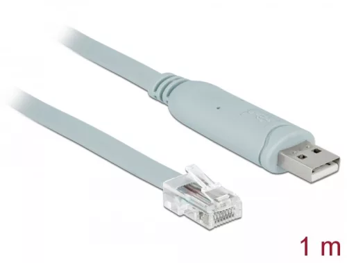Delock Adapter USB 2.0 A-típusú apa > 1 x soros RS-232 RJ45 apa 1,0 m szürke (DL-63911)