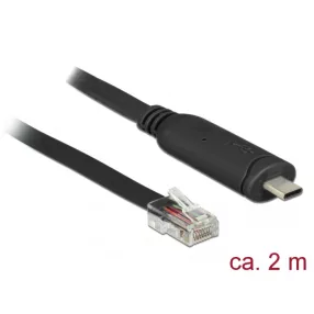   Delock Adapter USB 2.0 C-típusú apa > 1 x soros RS-232 RJ45 apa 2,0 m (DL-63912)
