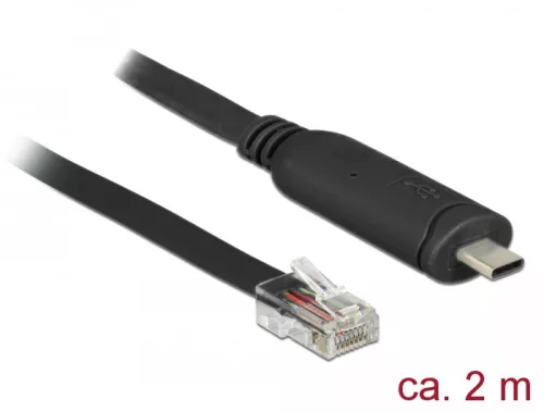 Delock Adapter USB 2.0 C-típusú apa > 1 x soros RS-232 RJ45 apa 2,0 m (DL-63912)