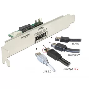   Delock Hátlapi lemez 1 x eSATApd 5 V / 12 V csatlakozóval (DL-63921)