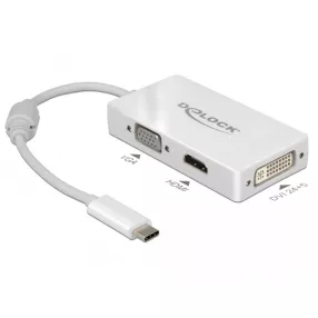   Delock Adapter USB Type-C-dugós csatlakozó > VGA / HDMI / DVI-csatlakozóhüvely fehér (DL-63924)