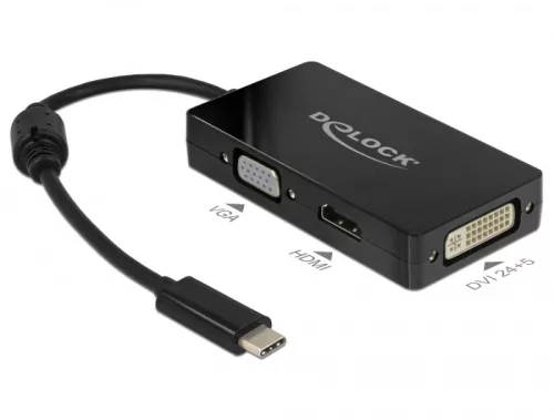 Delock adapter C-típusú USB-csatlakozó> VGA / HDMI / DVI aljzat fekete (DL-63925)