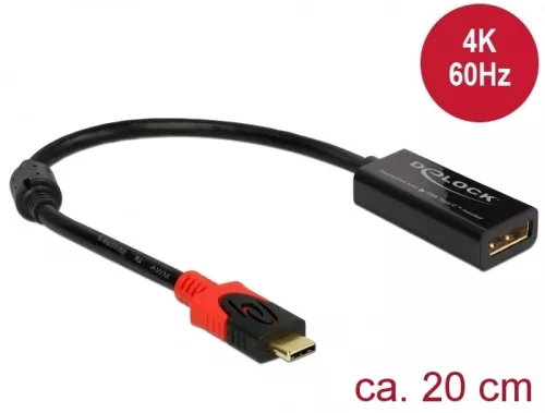 Delock DisplayPort átalakító USB Type-C  kijelzohöz 4K 60 Hz (DL-63928)
