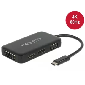   Delock USB Type-C átalakító egy VGA, HDMI, DVI vagy DisplayPort kijelzohöz (DL-63929)