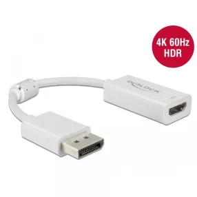   Delock DisplayPort 1.4 adapter HDMI 4K 60 Hz-hez HDR funkcióval passzív fehér (DL-63936)