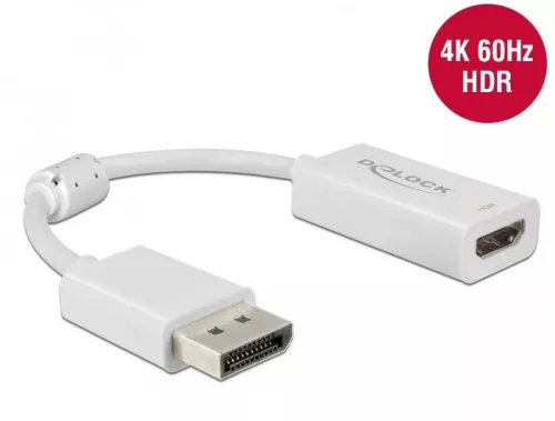 Delock DisplayPort 1.4 adapter HDMI 4K 60 Hz-hez HDR funkcióval passzív fehér (DL-63936)
