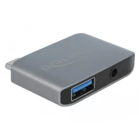   Delock Audio átalakító USB Type-C  apa - sztereó jack anya 3,5 mm-es + USB 3,0 A-es anya (DL-63965)