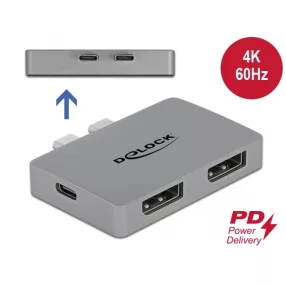   Delock Kettős DisplayPort adapter MacBook-hoz 4K 60 Hz és PD 3.0-s (DL-64001)