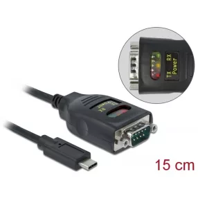   Delock Átalakító USB Type-C    1 x Soros RS-232 DB9 15 kV ESD védelemmel (DL-64038)