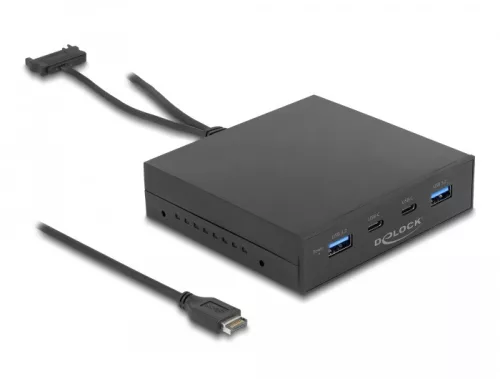 Delock 3,5 hüvelykes USB 3.2 Gen 2 előlap 2 x USB Type-C + 2 x USB Type-A (DL-64057)