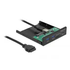   Delock 3.5 , 3.2 Gen 1 USB elülső panel 1 x USB Type-C  + 2 x A-típusú USB + SD és Micro SD csatlako (DL-64058)