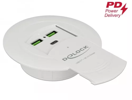 Delock USB Type-C tölto PD 85 W + Qualcomm Quick Charge 3.0 asztali rögzítésre (DL-64065)