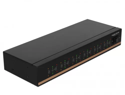 Delock USB 2.0 csatlakozóval rendelkező, 12 portos, soros RS-232 hub túlterhelés védelemmel és kibőv (DL-64070)