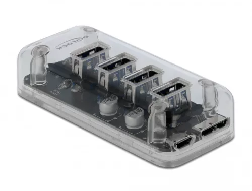 Delock Külső 3.0 USB hub 4 porttal, átlátszó (DL-64087)