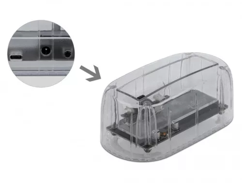 Delock USB Type-C  Dokkoló Állomás 1 x SATA HDD / SSD számára, átlátszó (DL-64089)