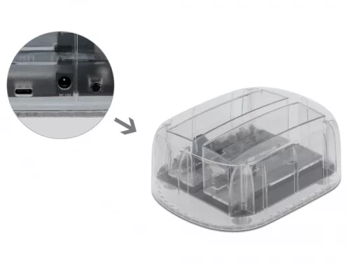 Delock USB Type-C  Dokkoló Állomás 2 x SATA HDD / SSD számára, átlátszó (DL-64090)