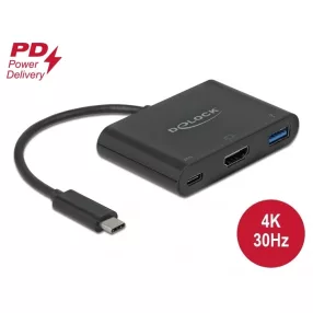   Delock USB Type-C  adapter 4K 30 Hz   s HDMI-hez A- és USB Type-C  PD porttal (DL-64091)