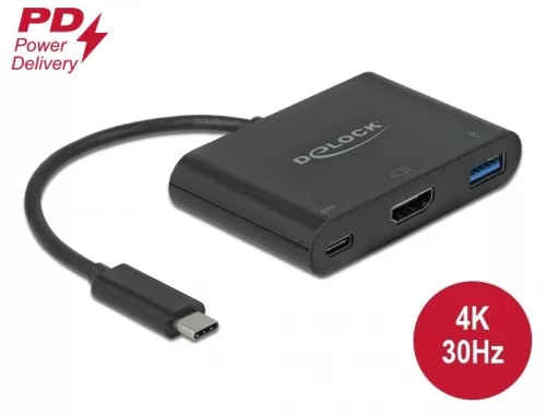 Delock USB Type-C  adapter 4K 30 Hz   s HDMI-hez A- és USB Type-C  PD porttal (DL-64091)