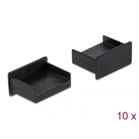   Delock Porvédő USB-A típusú kimenethez fogantyú nélkül 10 darab fekete (DL-64102)