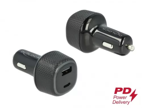 Delock Autós tölto USB Type-C PD 3.0 és A-típusú USB 63 W-tal (DL-64108)