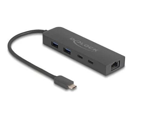 Delock 10 Gbps USB hub 2,5 Gigabit LAN porttal és PD 85 Watt (DL-64110)