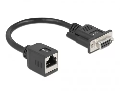 Delock Soros adapter a kábelhosszabbításhoz a DB9-es anya csatlakozó   RJ45 anya csatlakozó (DL-64122)