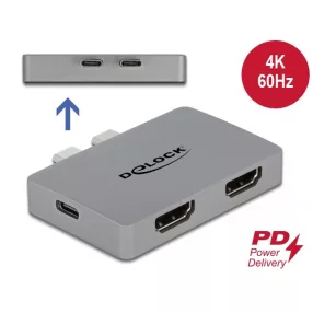   Delock Kettős HDMI adapter MacBook-hoz 4K 60 Hz és PD 3.0-s (DL-64123)