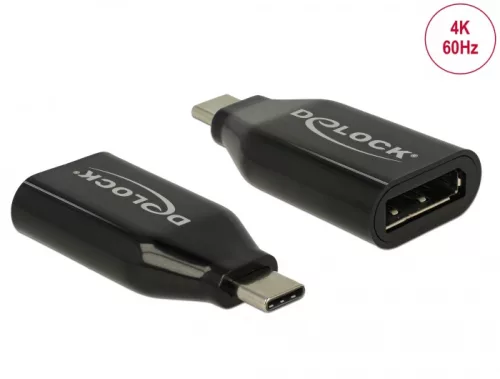 Delock Adapter USB Type-C  csatlakozódugóval - DisplayPort csatlakozóhüvellyel (DP váltakozó mód) 4K 60 Hz (DL-64151)