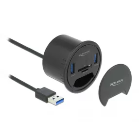   Delock 2 portos asztali hub 2 x SuperSpeed USB Type-A és kártyaolvasó SD és Micro számára (DL-64152)