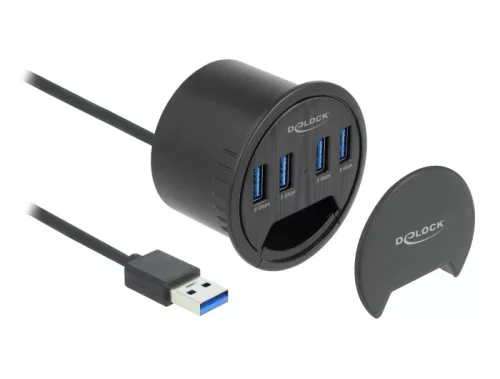 Delock 4 portos asztalba szerelhető hub 4 db. SuperSpeed USB A-típusú (DL-64153)