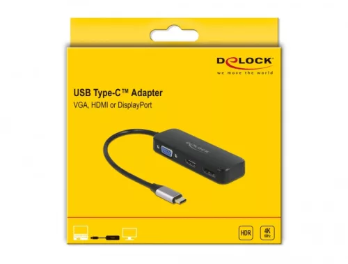 Delock USB Type-C  adapter VGA / HDMI / DisplayPort 4K 60 Hz-hez (DL-64156)