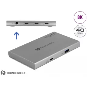   Delock Thunderbolt  4 Hub 3 porttal és egy további SuperSpeed USB 10 Gbps A-típusú porttal - 8K (DL-64157)