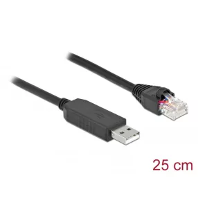   Delock Soros kapcsolati kábel FTDI chipszettel, USB 2.0 A-típusú apa - RS-232 RJ45 apa, 25 cm hosszú (DL-64158)