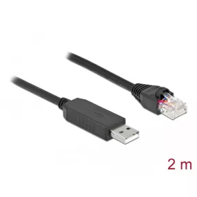   Delock Soros kapcsolati kábel FTDI chipszettel, USB 2.0 A-típusú apa - RS-232 RJ45 apa, 2 m hosszú, (DL-64161)
