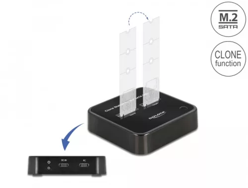 Delock M.2 dokkolóállomás 2 x M.2 SATA SSD-hez klónozás funkcióval (DL-64178)