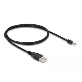   Delock A-típusú USB 2.0 kábel apa - 4 db. nyitott vezeték 1 m fekete (DL-64184)