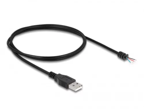 Delock A-típusú USB 2.0 kábel apa - 4 db. nyitott vezeték 1 m fekete (DL-64184)
