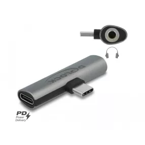   Delock szürke audio adapter USB Type-C    sztereo jack anya és USB Type-C  PD (DL-64186)