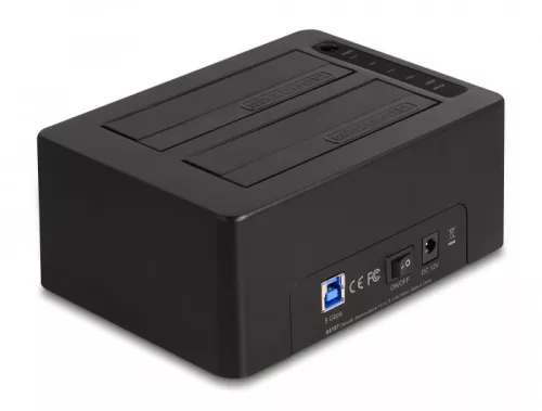 Delock USB duális dokkoló állomás 2 db. SATA HDD / SSD számára klónozó és törlő funkcióval (DL-64187)