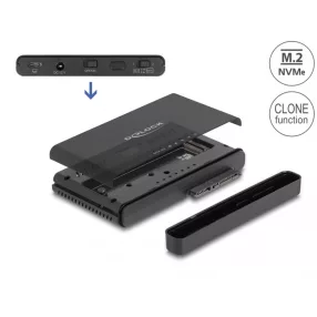   Delock USB Type-C  átalakító 1 db. M.2 NVMe SSD + 1 db. SATA SSD / HDD klón funkcióval (DL-64190)