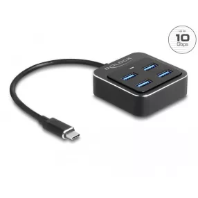   Delock USB 3.2 Gen 2 USB Type-C hub 4 x USB Type-A csatlakozóaljzattal   10 Gbps (DL-64191)
